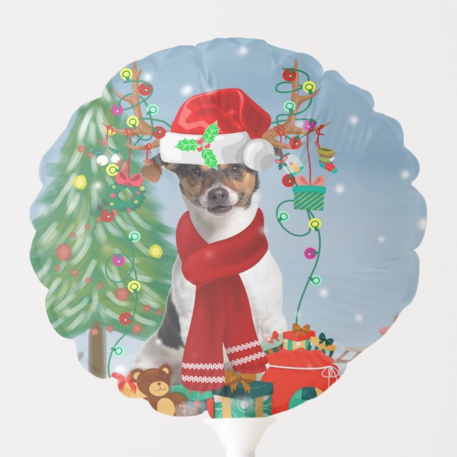 Jack Russell Terrier Dog in Snow Christmas Gifts   Balloon (Front)