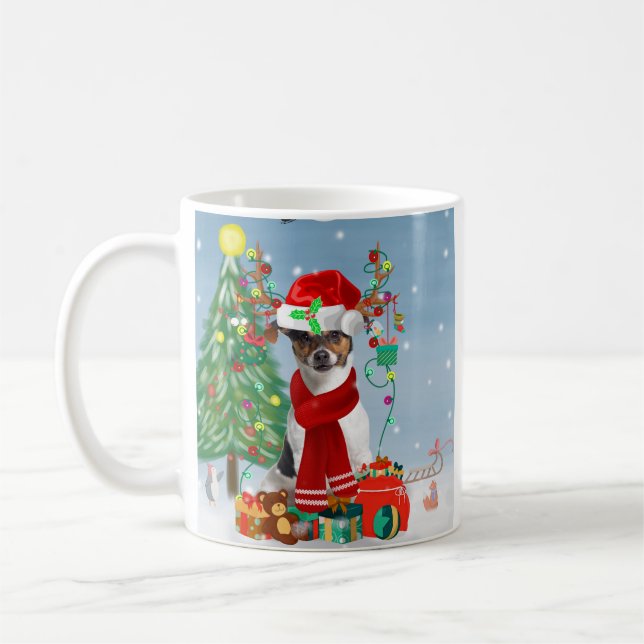 Jack Russell Terrier Dog in Snow Christmas Gifts   Coffee Mug (Left)
