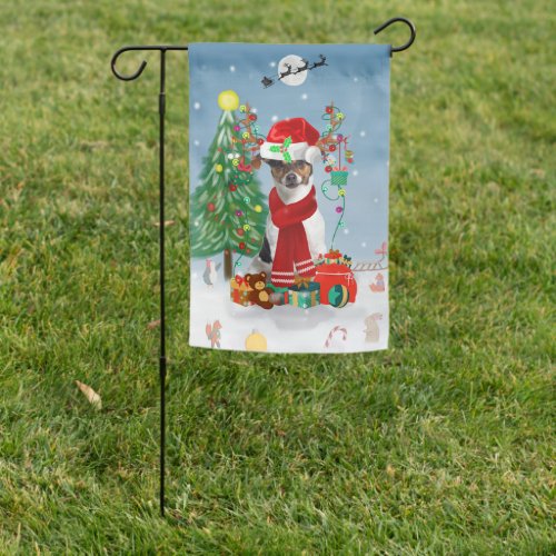 Jack Russell Terrier Dog in Snow Christmas Gifts  Garden Flag