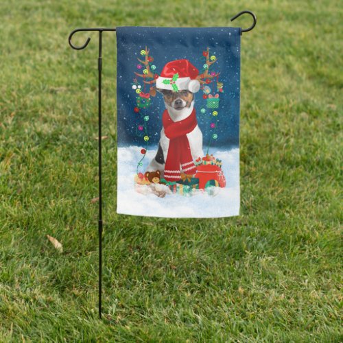 Jack Russell Terrier Dog in Snow Christmas Gifts Garden Flag