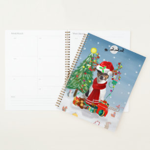 Jack Russell Terrier Dog in Snow Christmas Gifts Planner