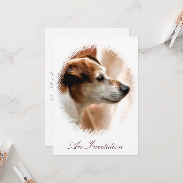JACK RUSSELL TERRIER DOG INVITATION (Front/Back In Situ)