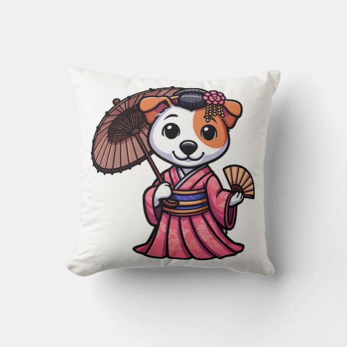 Jack Russell Terrier Dog Kimono Throw Pillow
