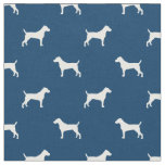 jack russell terrier dog navy blue silhouette fabric