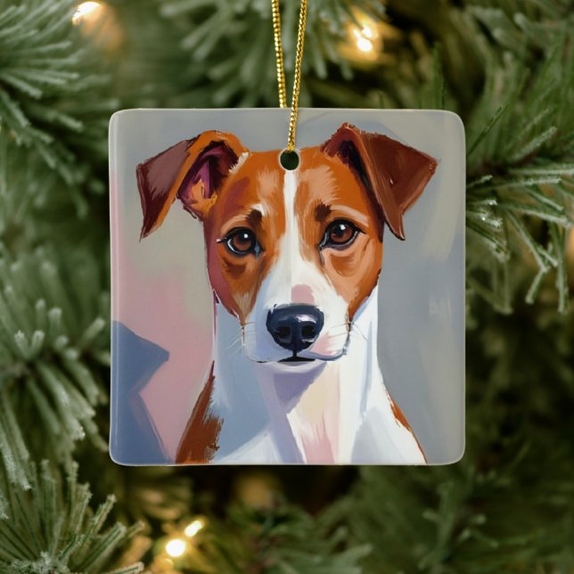Jack Russell Terrier | Dog Painting Pet Ceramic Ornament (Tree)