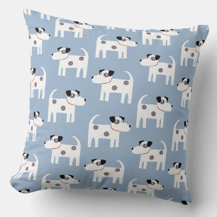 Jack Russell Terrier Dog Pattern Blue Throw Pillow
