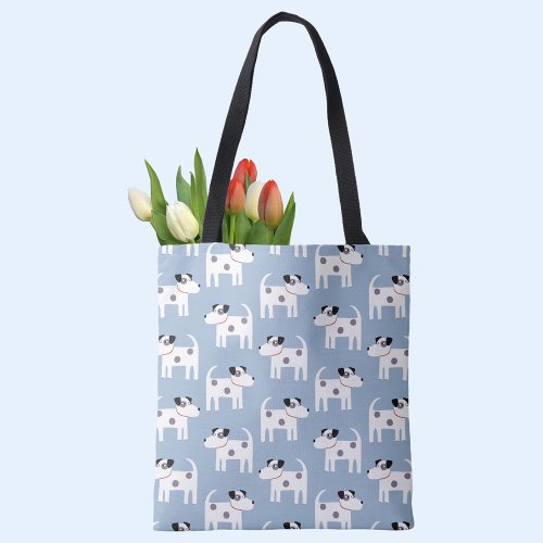 Jack Russell Terrier Dog Pattern Blue Tote Bag