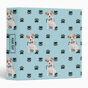 Jack Russell Terrier Dog Paw Prints Pattern 3 Ring Binder