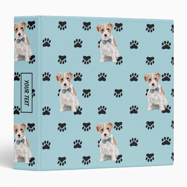 Jack Russell Terrier Dog Paw Prints Pattern 3 Ring Binder (Front/Spine)