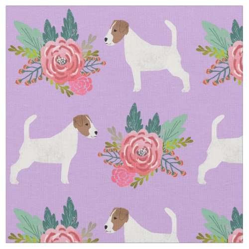 jack russell terrier dog pink and purple floral fabric