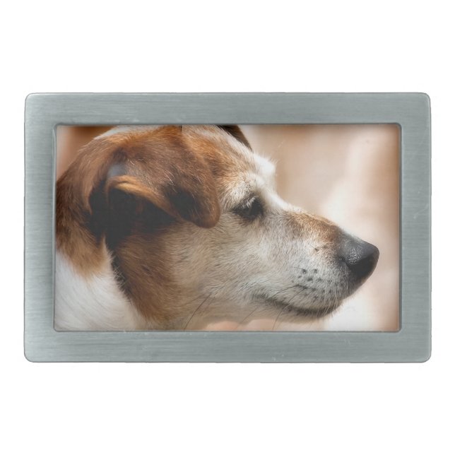 JACK RUSSELL TERRIER DOG RECTANGULAR BELT BUCKLE (Front)