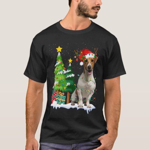 Jack Russell Terrier Dog Santa Hat Reindeer Christ T_Shirt