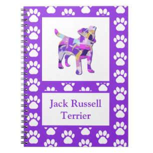 Jack Russell Terrier Dog Silhouette Paw PurplePY&B Notebook