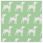 Jack Russell Terrier Dog Silhouette Pet Sage Green Fabric