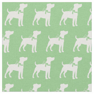 Jack Russell Terrier Dog Silhouette Pet Sage Green Fabric