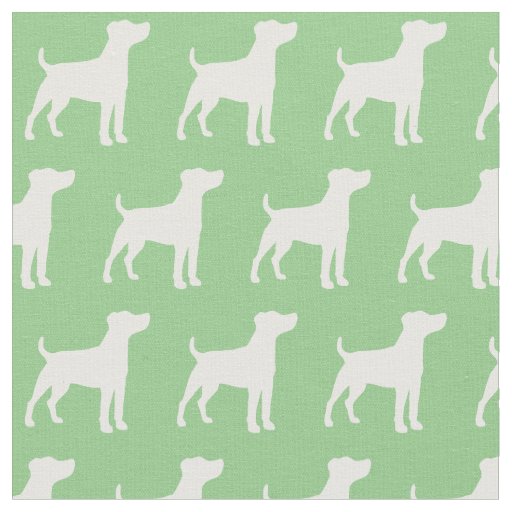 Jack Russell Terrier Dog Silhouette Pet Sage Green Fabric