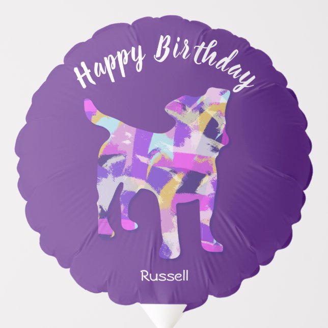 Jack Russell Terrier Dog Silhouette PPY&B Birthday Balloon (Front)