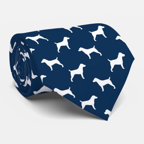 Jack Russell Terrier Dog Silhouettes Pattern Blue Tie