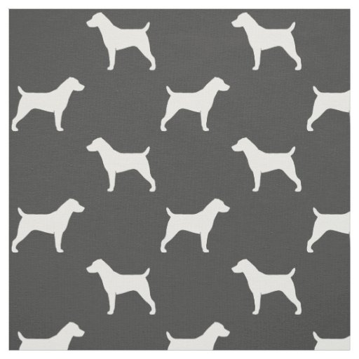 Jack Russell Terrier Dog Silhouettes Patterned Fabric
