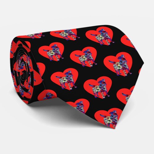 Jack Russell Terrier Dog Valentines Day Heart Neck Tie