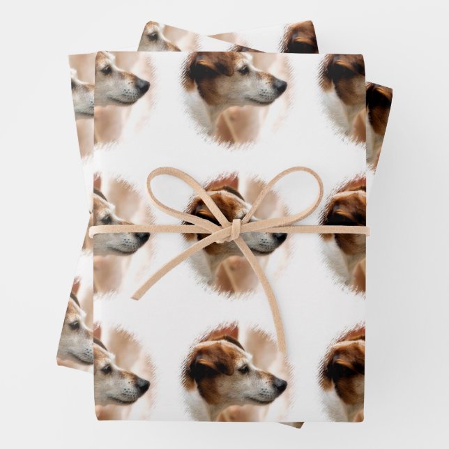 JACK RUSSELL TERRIER DOG WRAPPING PAPER SHEETS (In situ)