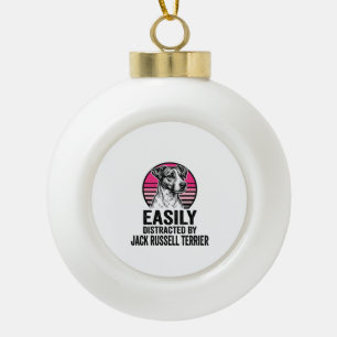 Jack Russell Terrier Easily Distracted Vintage Shi Ceramic Ball Christmas Ornament