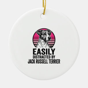 Jack Russell Terrier Easily Distracted Vintage Shi Ceramic Ornament