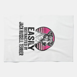 Jack Russell Terrier Easily Distracted Vintage Shi Kitchen Towel