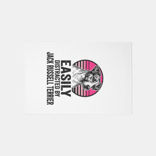 Jack Russell Terrier Easily Distracted Vintage Shi Rug