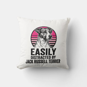 Jack Russell Terrier Easily Distracted Vintage Shi Throw Pillow