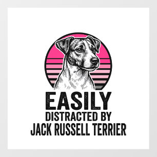 Jack Russell Terrier Easily Distracted Vintage Shi Window Cling