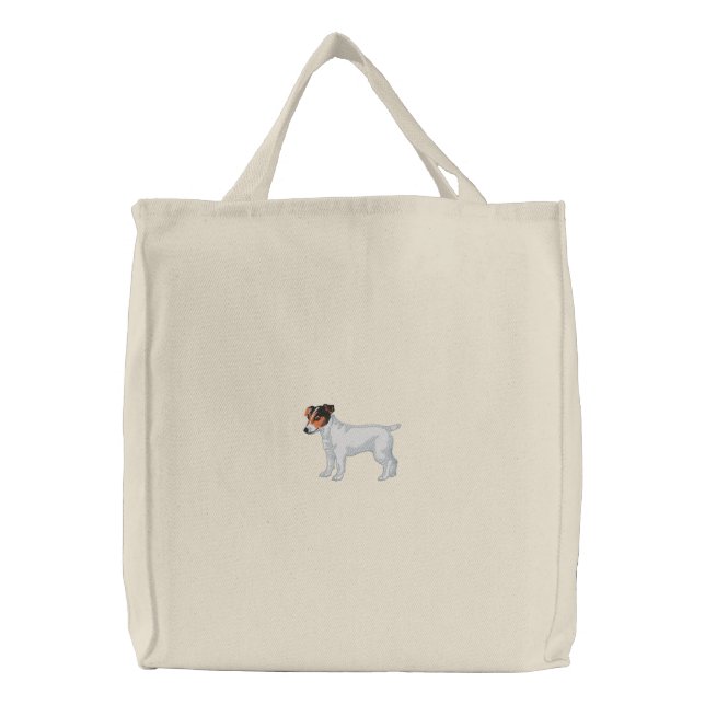 Jack Russell Terrier Embroidered Tote Bag (Front)
