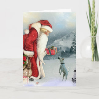 Jack Russell Terrier & Father Christmas Holiday Card
