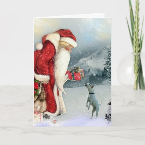 Jack Russell Terrier  Father Christmas Holiday Card