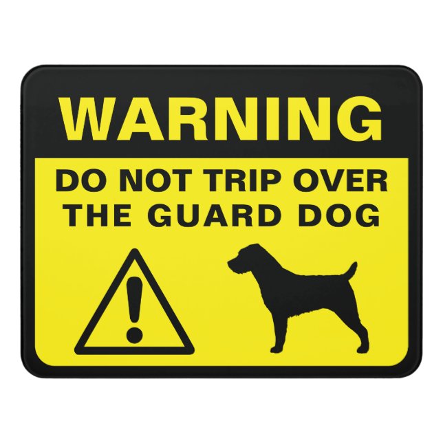 Jack Russell Terrier Funny Guard Dog Warning Door Sign (Contemporary Front)