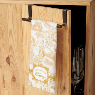 JACK RUSSELL Terrier Gold Toile Kitchen Towel
