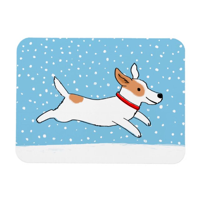 Jack Russell Terrier - Happy Winter Snow Dog Magnet (Horizontal)