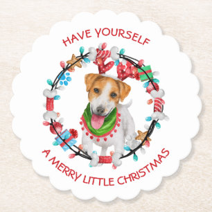 Jack Russell Terrier Have A Merry Christmas Paper Coaster