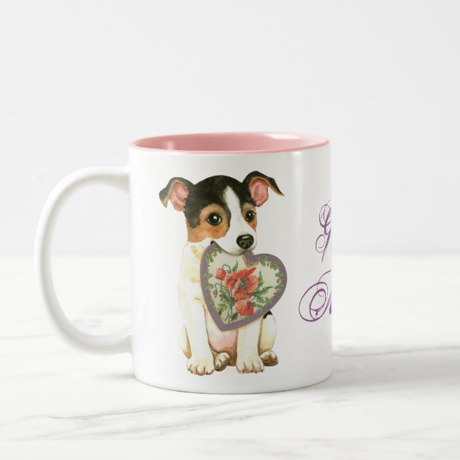 Jack Russell Terrier Heart Mom Two-Tone Coffee Mug (Left)
