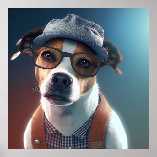 Jack Russell Terrier Hipster Dog Poster