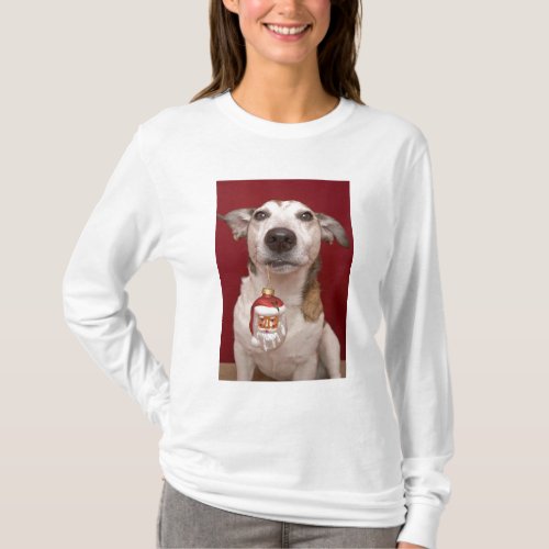 Jack Russell Terrier Holding Christmas Ornament T_Shirt