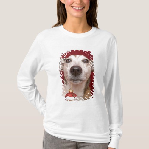 Jack Russell Terrier Holding Christmas Ornament T_Shirt