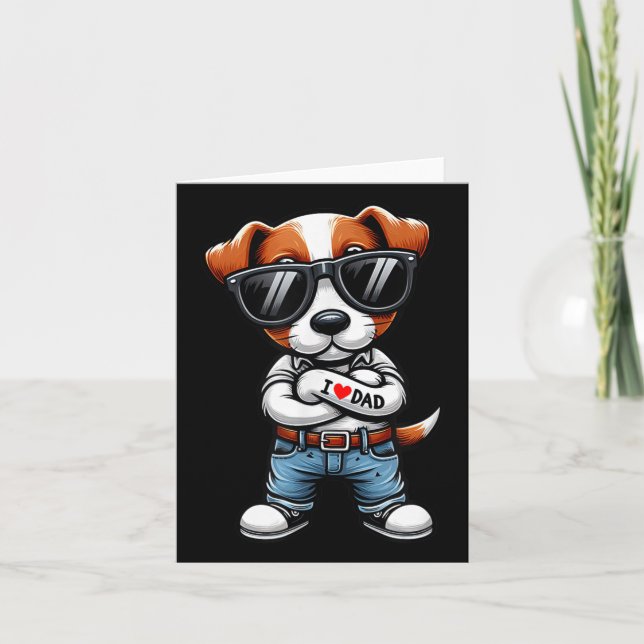 Jack Russell Terrier I Love Dad Funny Dog Tattoo  Card (Front)