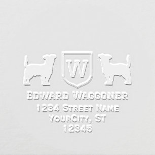 Jack Russell Terrier Initial Monogram Name Address Embosser