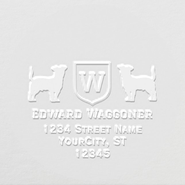 Jack Russell Terrier Initial Monogram Name Address Embosser (Design)