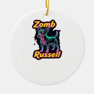 Jack Russell Terrier JRT Zombie Dog Halloween Esse Ceramic Ornament