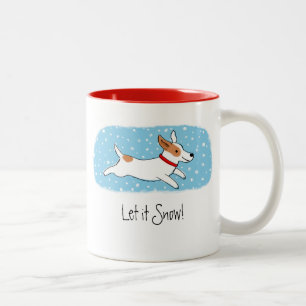Jack Russell Terrier Let it Snow Dog Holiday Cute Two-Tone Coffee Mug