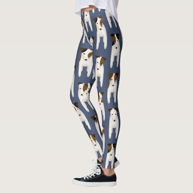 Jack Russell Terrier lovers patterned blue Leggings (Left)