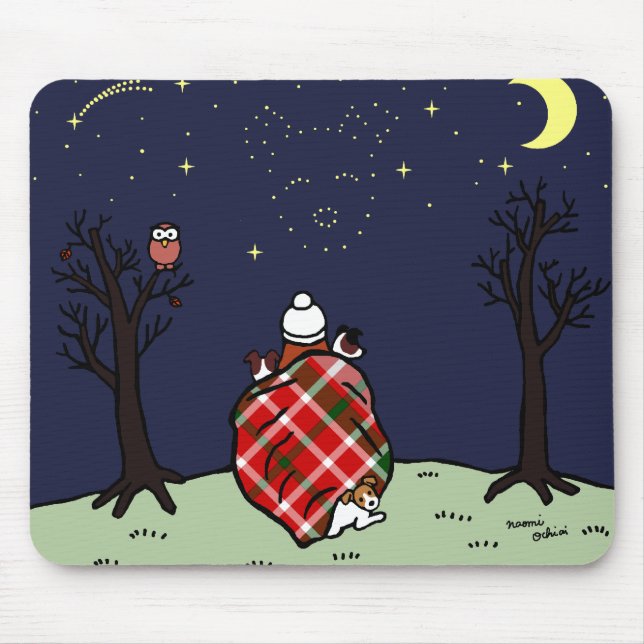Jack Russell Terrier Mom and Starry Sky Mouse Pad (Front)