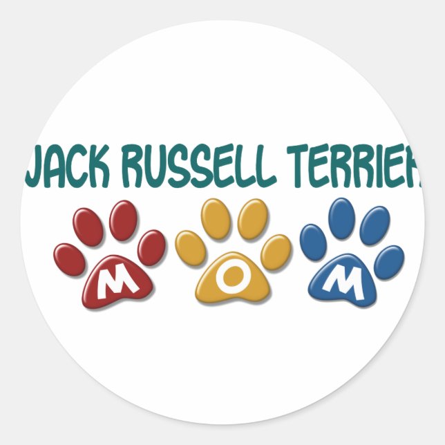 JACK RUSSELL TERRIER Mom Paw Print 1 Classic Round Sticker (Front)